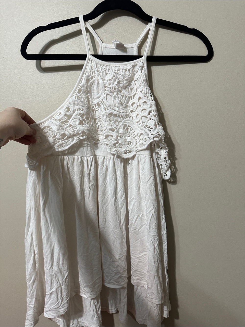 Women's White Crochet Halter Tank Top
